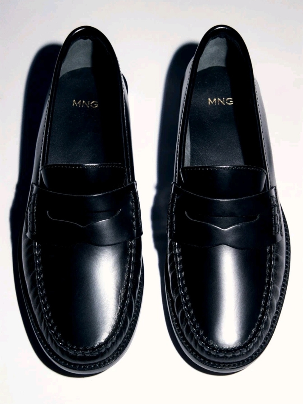 Mango Black Leather Penny Loafers - Picture 4 of 9